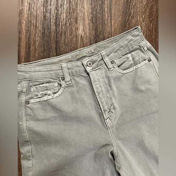 American Eagle Mom Straight Jeans 10 Olive Green - Picture 5 of 12
